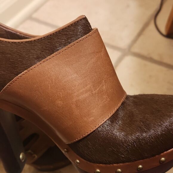 Ugg "Illana" Brown Pony Hair Platform High Heel Studded Sherpa Boots Size 7 - Picture 12 of 13